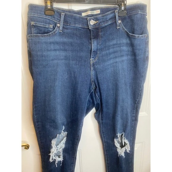 Levis 711 Skinny Womens Denim Jeans Size 16 W Dark Wash Cotton Stretch Pockets - Picture 5 of 6